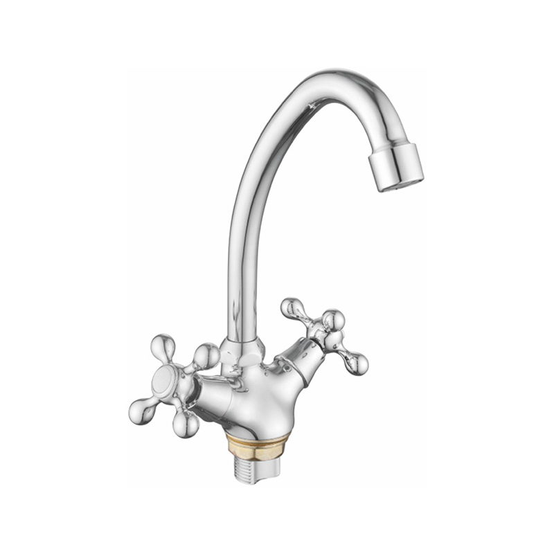 SKDH2304 Polished chrome double-handed wheel basin mixer for brass bathrooms