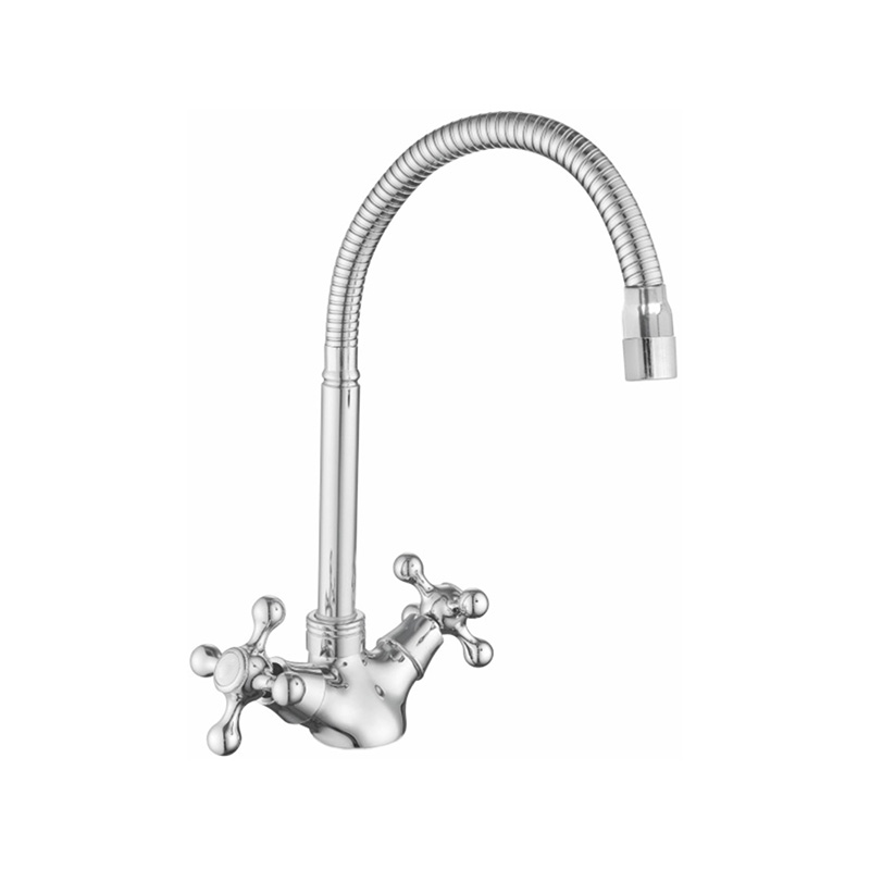 SKDH2303 Polished chrome double-handed wheel basin mixer for zinc bathrooms