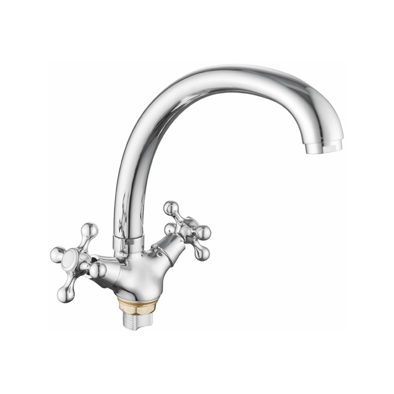 SKDH2302 Polished chrome double-handed wheel basin mixer for brass bathrooms