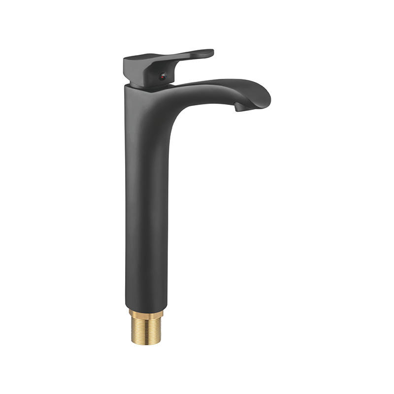 SKSL 11402 Washbasin single handle brass mixer for bathroom black matt lacquer